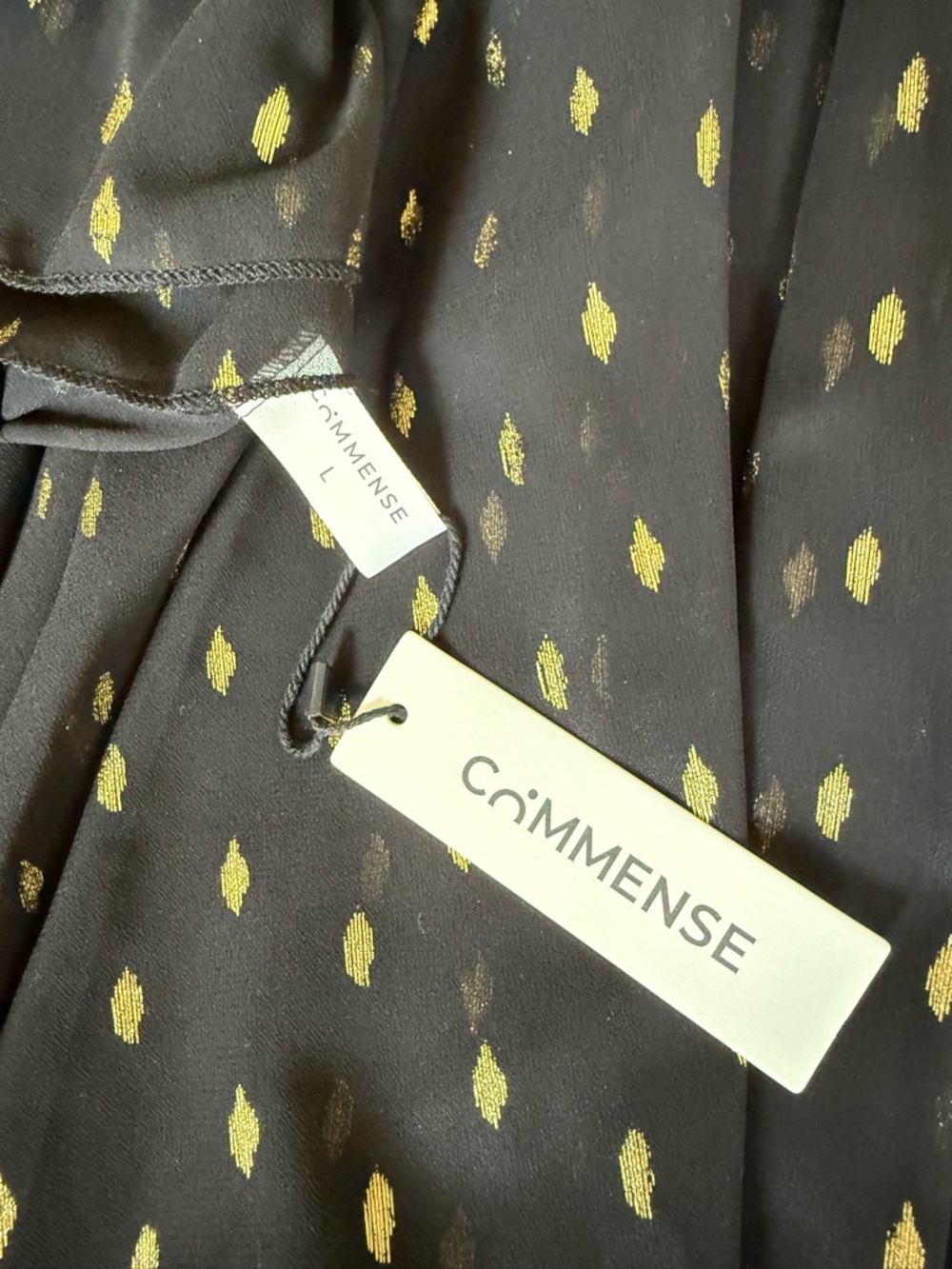Commense Elegant Black Gold Dot High-Neck A-Line Dress - Picture 8 of 8